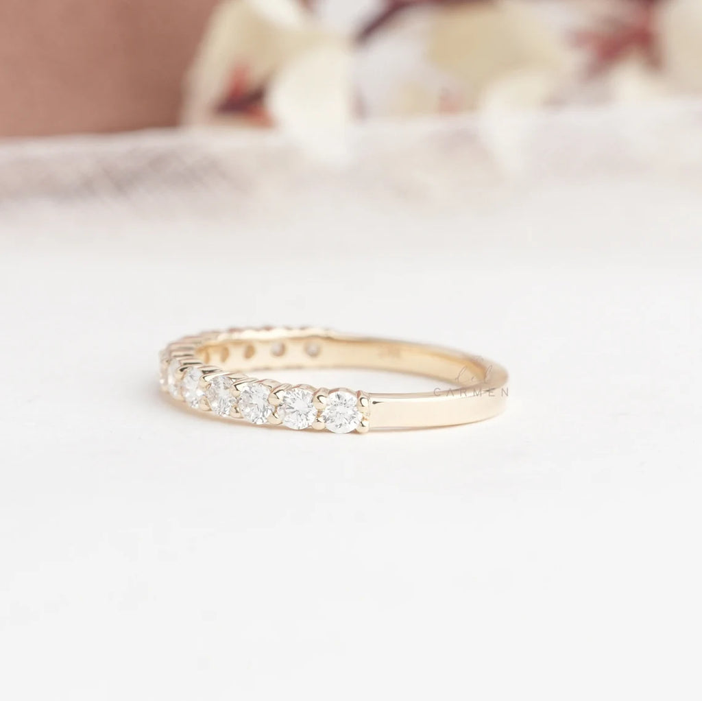 Pave Wedding Band, Eternity Band, Lab Grown Diamond Wedding Ring, Lab grown diamonds, Round Eternity Band, Half Eternity Wedding Ring