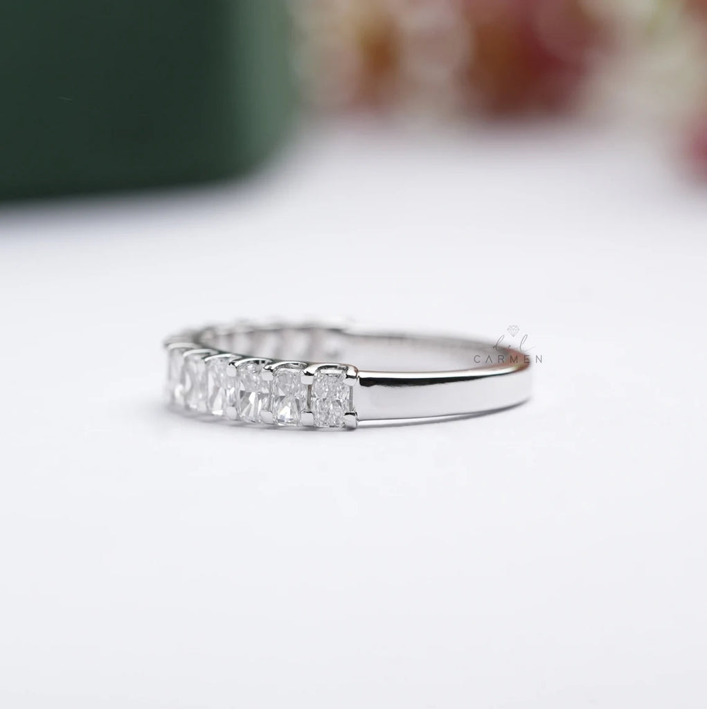 Lab Grown Diamond Wedding Band, Eternity Band, Wedding Ring For Her, Radiant Cut Diamonds, Certified Lab Diamonds, Half Eternity Band