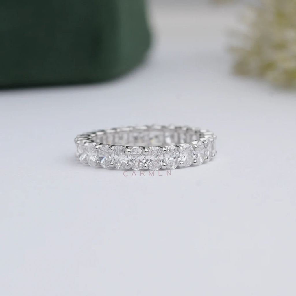 Eternity Band Lab Grown Certified Diamond Ring Oval Wedding Band 2.75 Carat | Anniversary Gift Solid White Gold Personalized Jewelry for Her