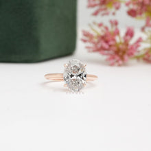 Large cvd diamond ring, Lab created oval 3 ct, Marriage proposal, Solid 10k rose gold