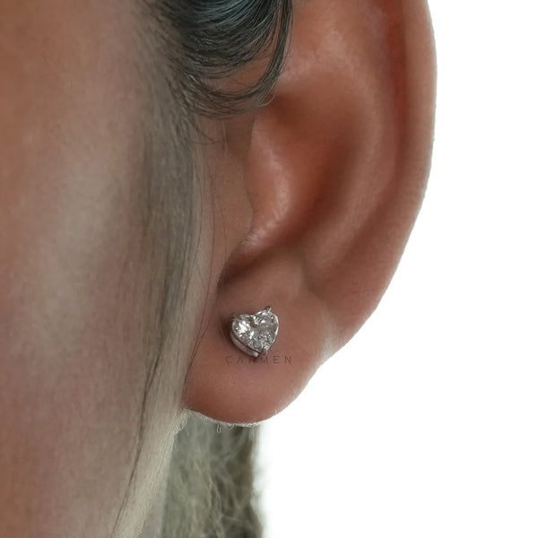 Eco friendly diamond earrings | Sustainable Jewelry | Lab Grown Diamonds | 1 Ct Heart Shaped Diamond Earrings | 1 TCW (0.5 carats each)