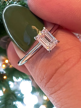Eco friendly emerald lab grown diamond, ethical diamond engagement ring, 1 ct emerald cvd diamond, luxury and sustainable jewelry, proposal