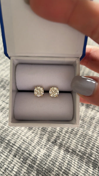 4 Carat Round Lab Grown Diamond Stud Earrings Gift For Women 18K Gold